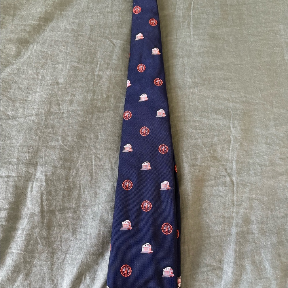 Pierre Cardin University of Virginia Navy Blue Tie with Orange and White Accents